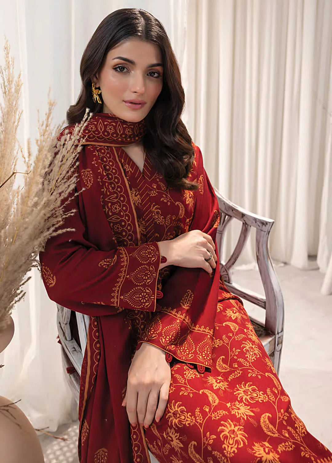 Lakhany Printed Wool Suit Unstitched 3 Piece LSM24CW LG-UB-0095-A - Winter Collection