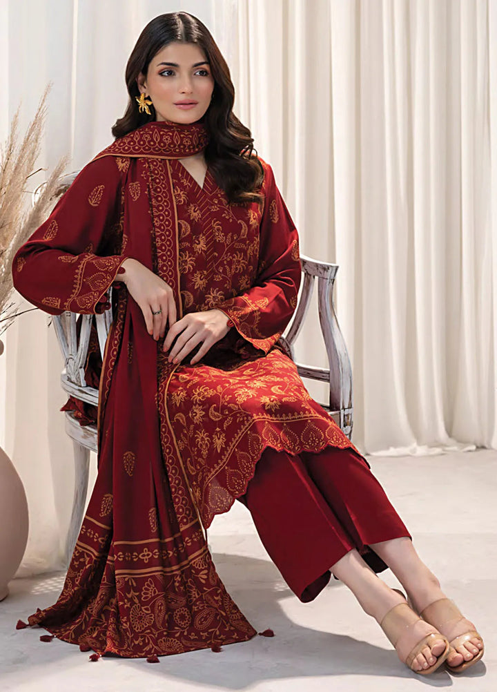 Lakhany Printed Wool Suit Unstitched 3 Piece LSM24CW LG-UB-0095-A - Winter Collection