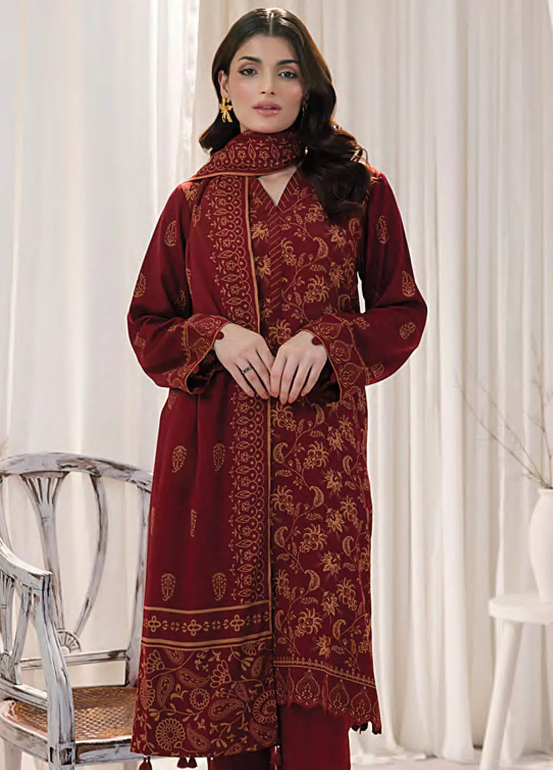 Lakhany Printed Wool Suit Unstitched 3 Piece LSM24CW LG-UB-0095-A - Winter Collection