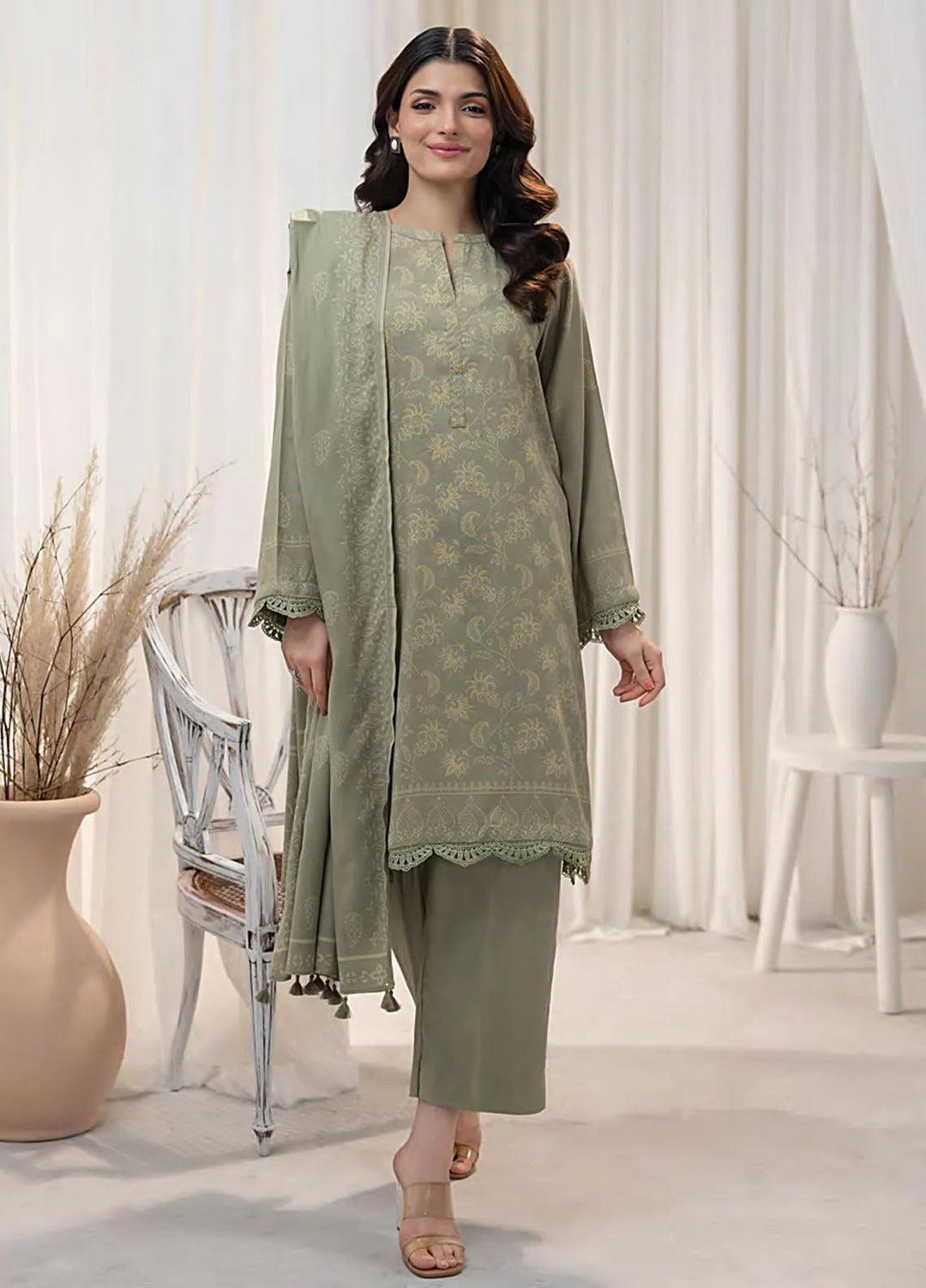 Lakhany Printed Wool Suit Unstitched 3 Piece LSM24CW LG-UB-0095-B - Winter Collection