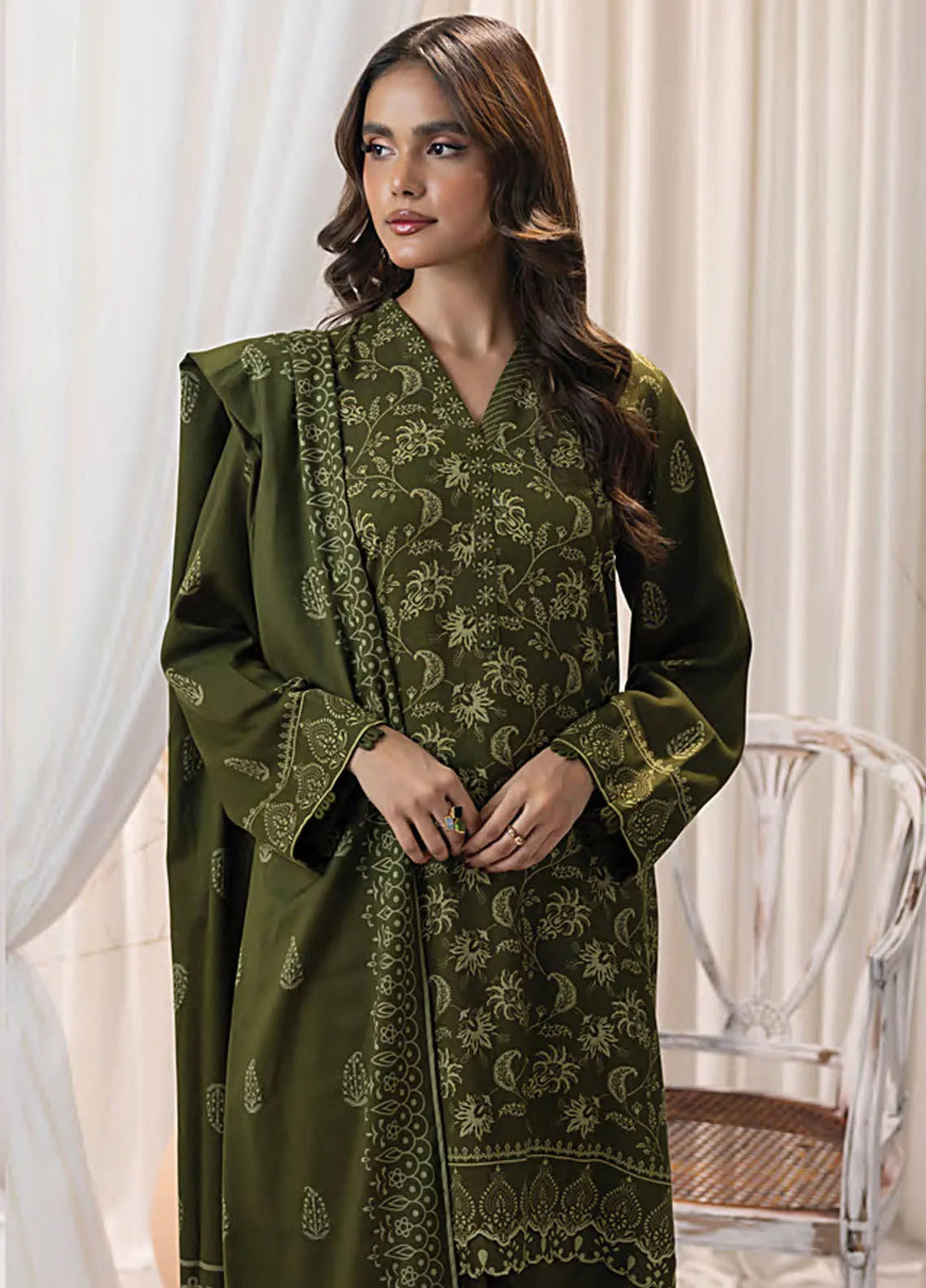 Lakhany Printed Wool Suit Unstitched 3 Piece LSM24CW LG-UB-0095-C - Winter Collection