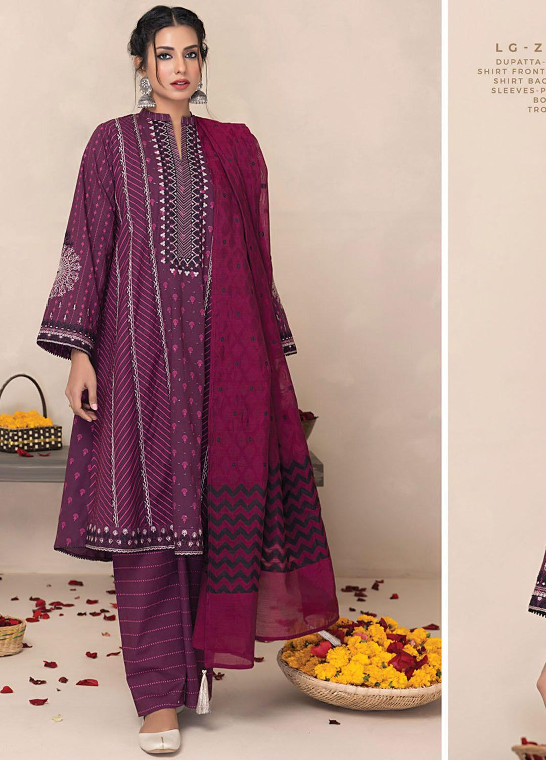 Lakhany Embroidered Lawn Suits Unstitched 3 Piece LSM23SS LG-ZH-0039 - Spring / Summer Collection