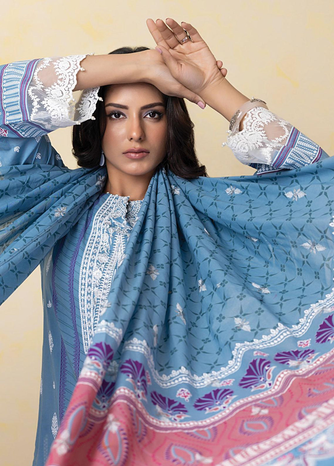 Lakhany Embroidered Lawn Suits Unstitched 3 Piece LSM23SG SED-RN-0011 - Summer Collection