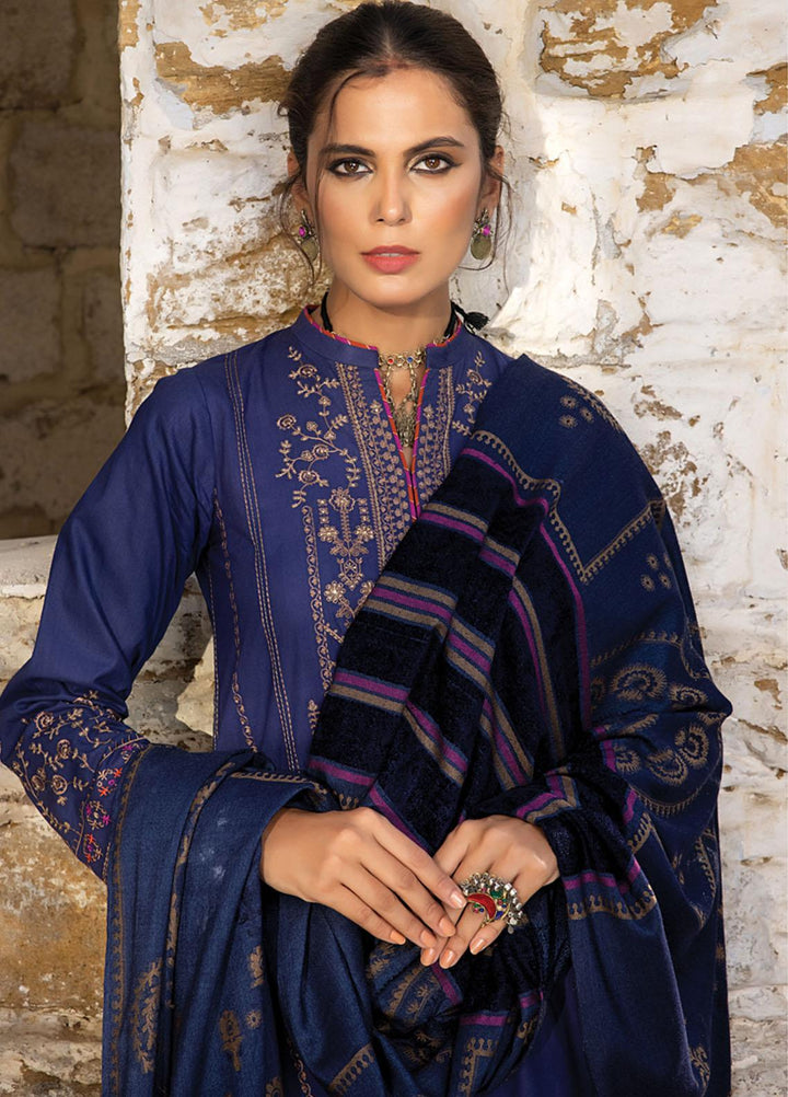 Lakhany Embroidered Slub Suits Unstitched 3 Piece LSM22W WES-EA-0366 - Winter Collection
