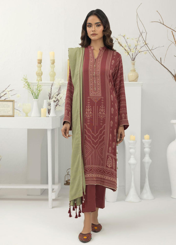 Lakhany Printed Pashmina Suits Unstitched 3 Piece LSM23PS LG-AM-0028-A - Winter Collection