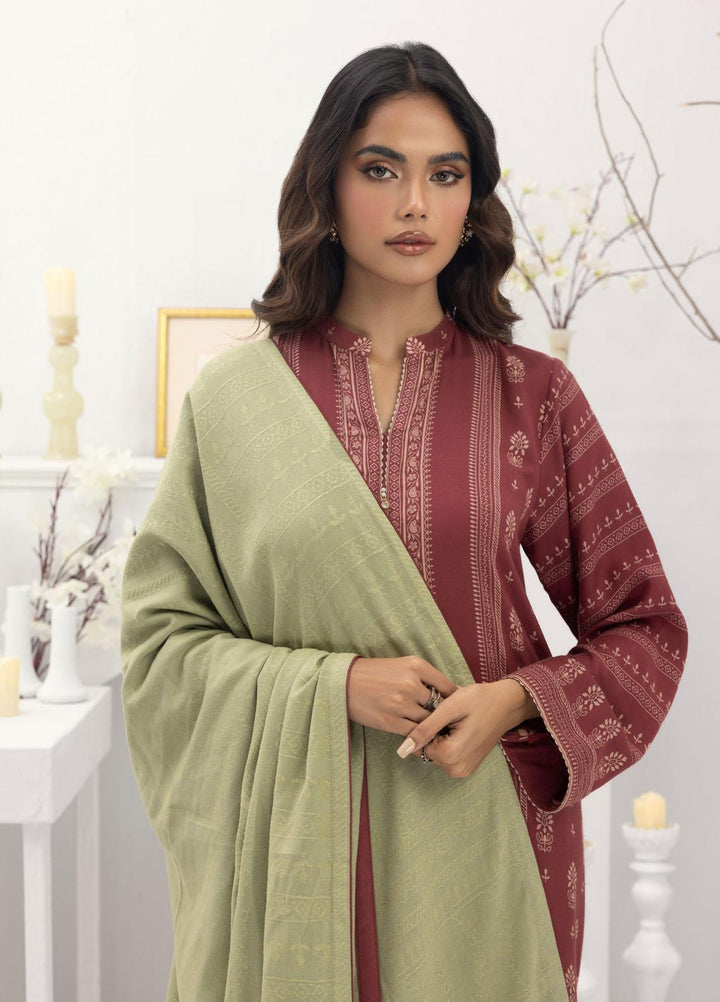 Lakhany Printed Pashmina Suits Unstitched 3 Piece LSM23PS LG-AM-0028-A - Winter Collection