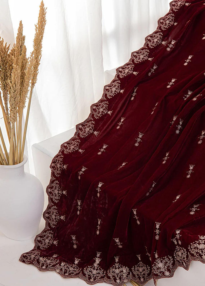 Lakhany Embroidered  Velvet  Shawls LSM22VS LSM-2895 - Velvet Shawls