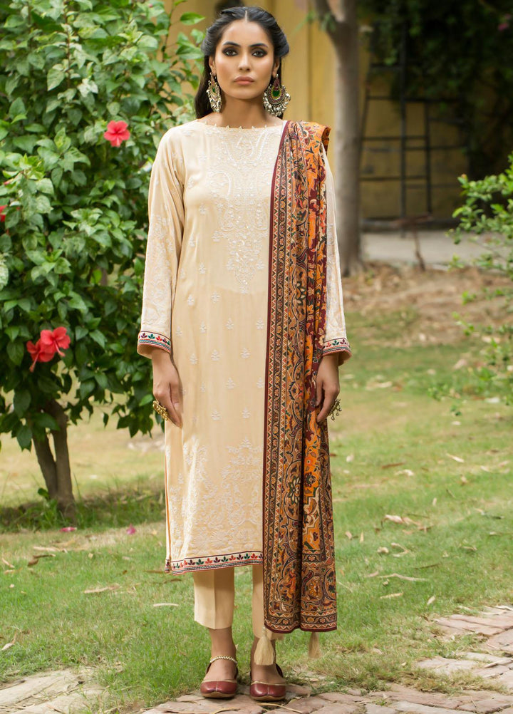 Lakhany Embroidered Karandi Suits Unstitched 3 Piece LSM22WE WEC-SR-0052 Cream - Winter Collection