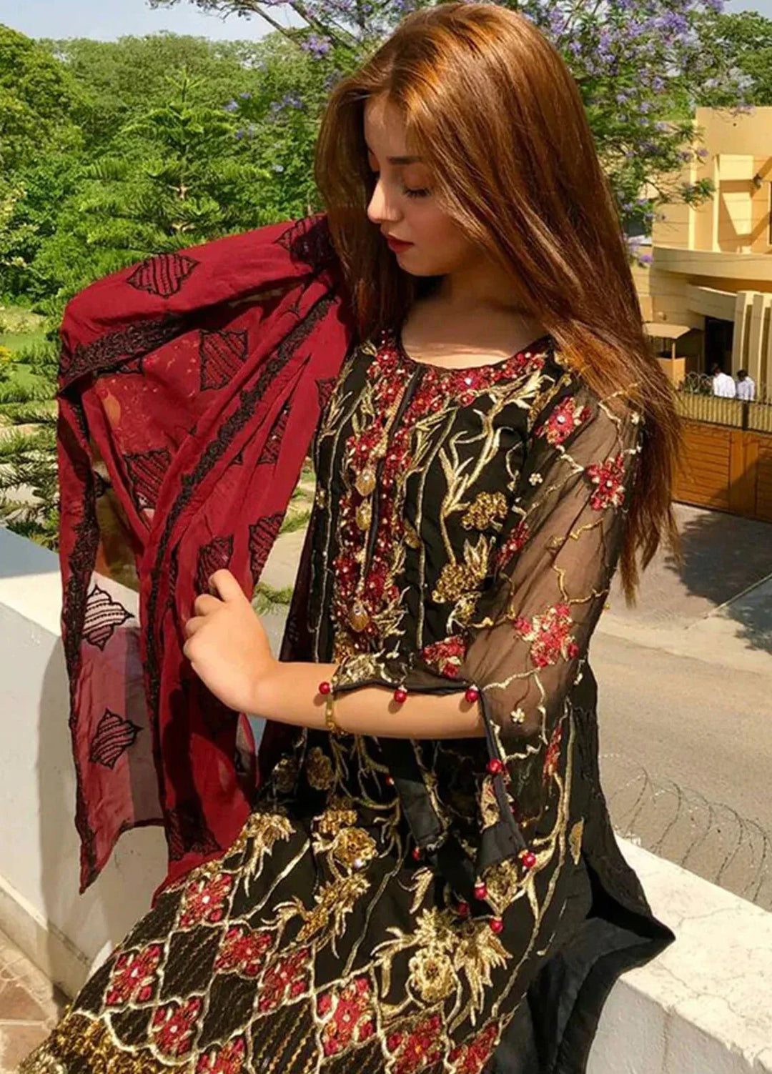 Lallaria By Noorma Kaamal Embroidered Chiffon Suit Unstitched 3 Piece NK24LC NK-CC-01 - Formal Collection