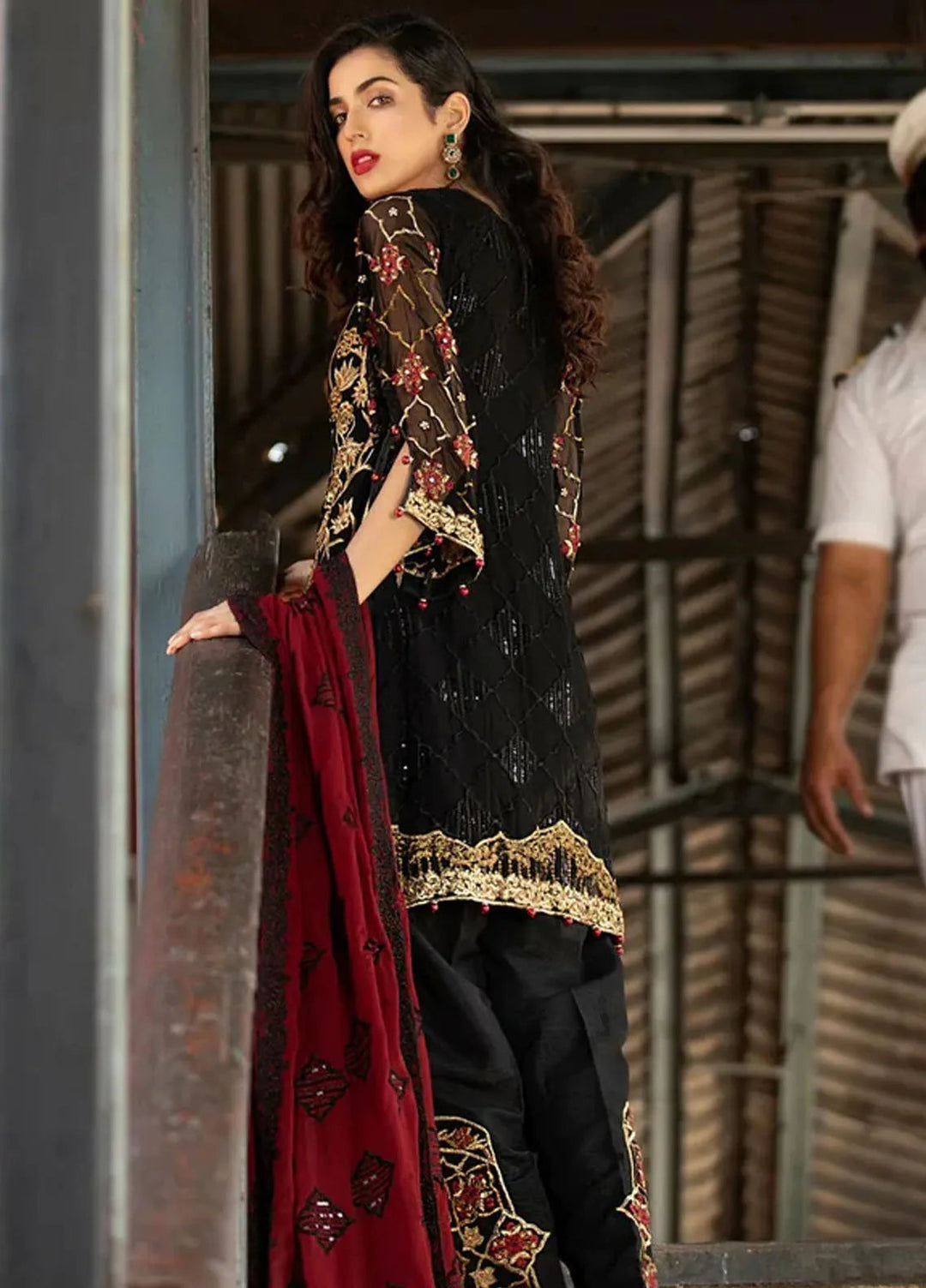 Lallaria By Noorma Kaamal Embroidered Chiffon Suit Unstitched 3 Piece NK24LC NK-CC-01 - Formal Collection