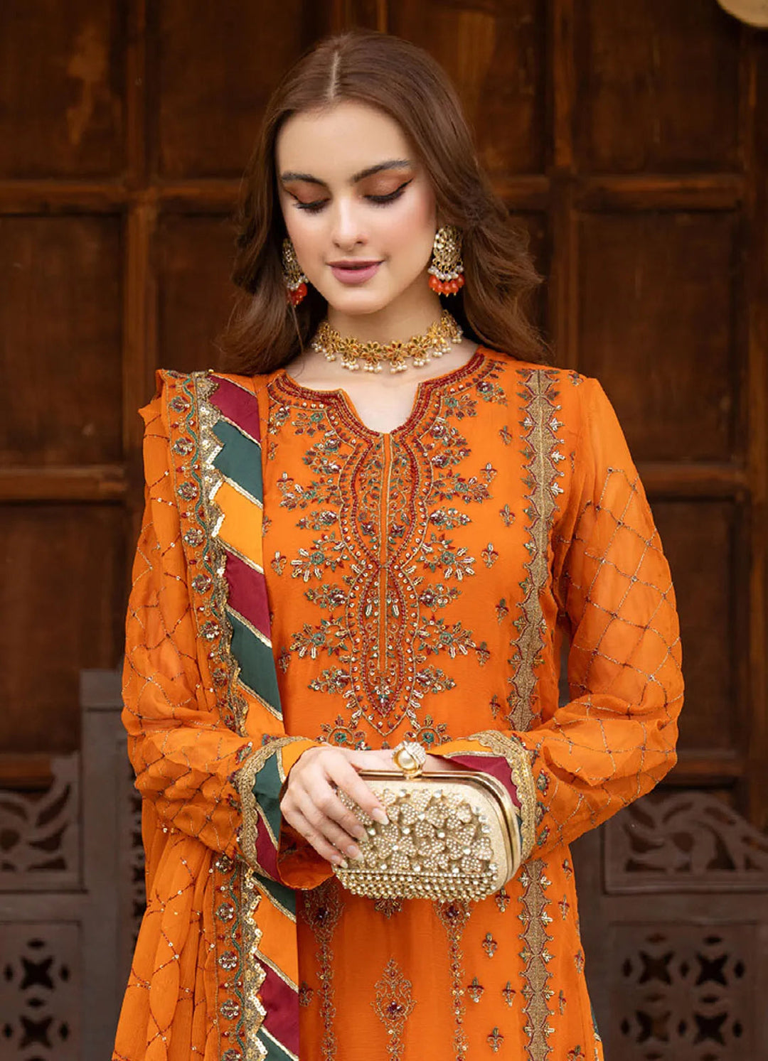 Lallaria By Noorma Kaamal Embroidered  Chiffon Suit Unstitched 4 Piece NK24LC NK-LLC-11 - Summer Collection