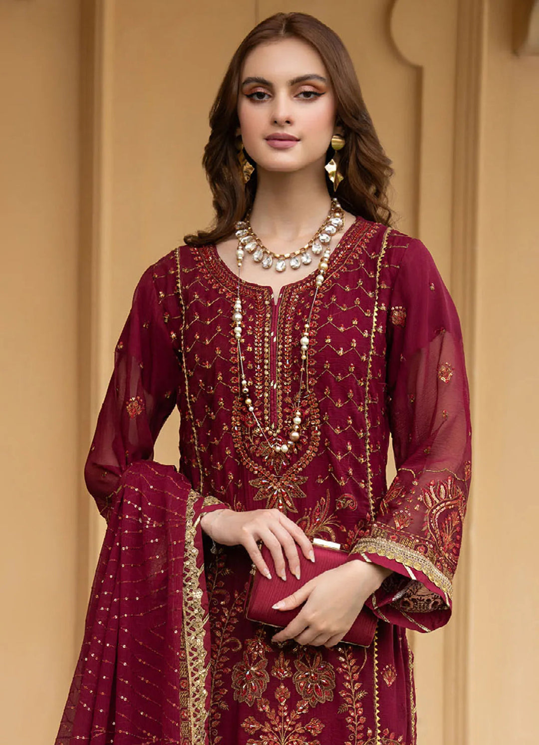 Lallaria By Noorma Kaamal Embroidered  Chiffon Suit Unstitched 4 Piece NK24LC NK-LLC-12 - Summer Collection