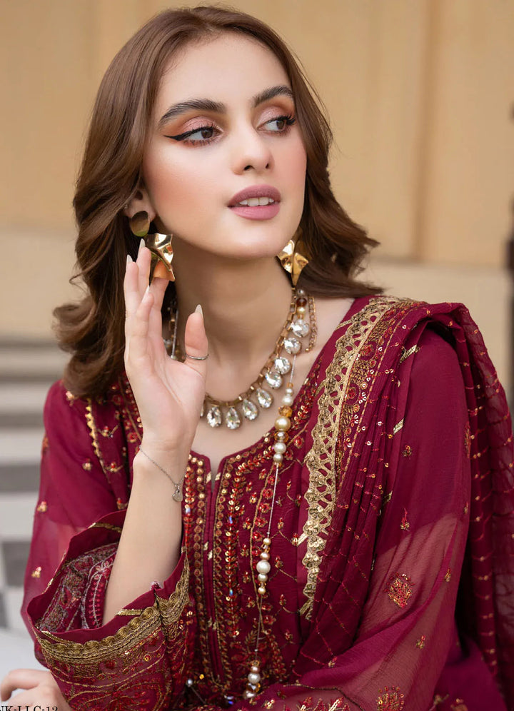 Lallaria By Noorma Kaamal Embroidered  Chiffon Suit Unstitched 4 Piece NK24LC NK-LLC-12 - Summer Collection