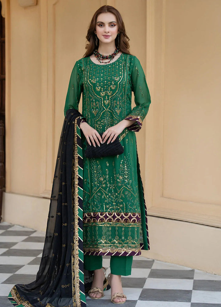 Lallaria By Noorma Kaamal Embroidered  Chiffon Suit Unstitched 4 Piece NK24LC NK-LLC-13 - Summer Collection