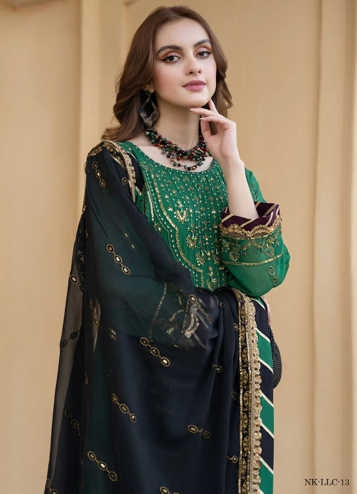 Lallaria By Noorma Kaamal Embroidered  Chiffon Suit Unstitched 4 Piece NK24LC NK-LLC-13 - Summer Collection