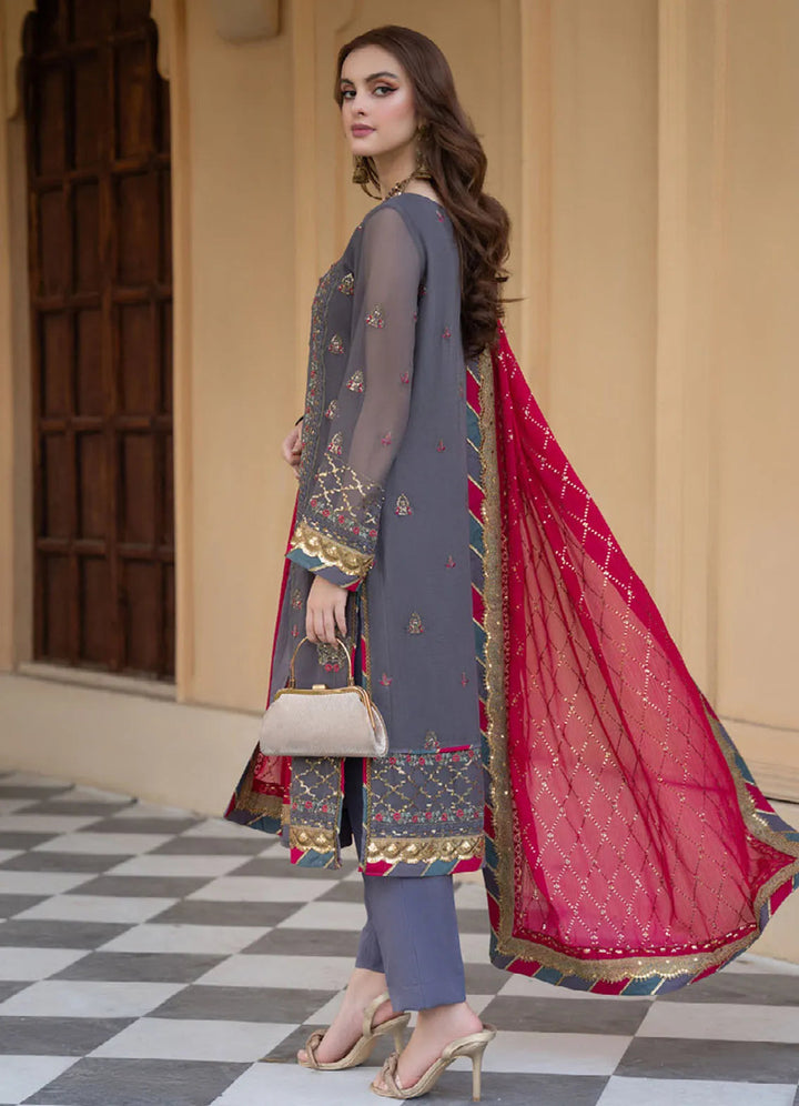 Lallaria By Noorma Kaamal Embroidered  Chiffon Suit Unstitched 4 Piece NK24LC NK-LLC-14 - Summer Collection