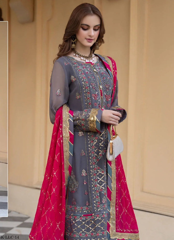 Lallaria By Noorma Kaamal Embroidered  Chiffon Suit Unstitched 4 Piece NK24LC NK-LLC-14 - Summer Collection