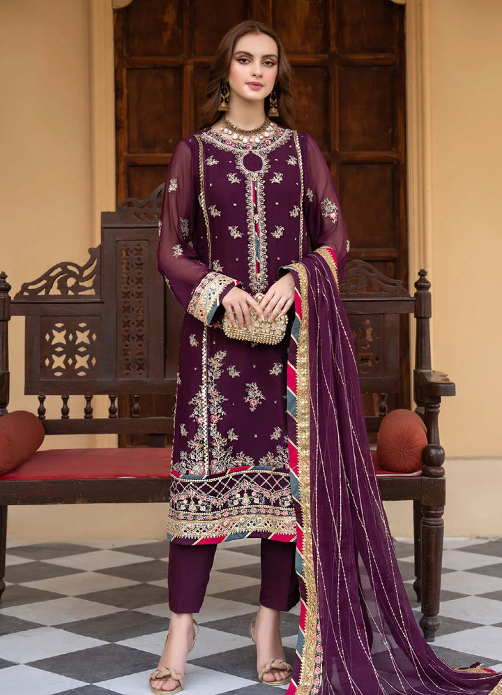 Lallaria By Noorma Kaamal Embroidered  Chiffon Suit Unstitched 4 Piece NK24LC NK-LLC-15 - Summer Collection