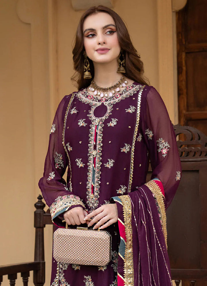 Lallaria By Noorma Kaamal Embroidered  Chiffon Suit Unstitched 4 Piece NK24LC NK-LLC-15 - Summer Collection