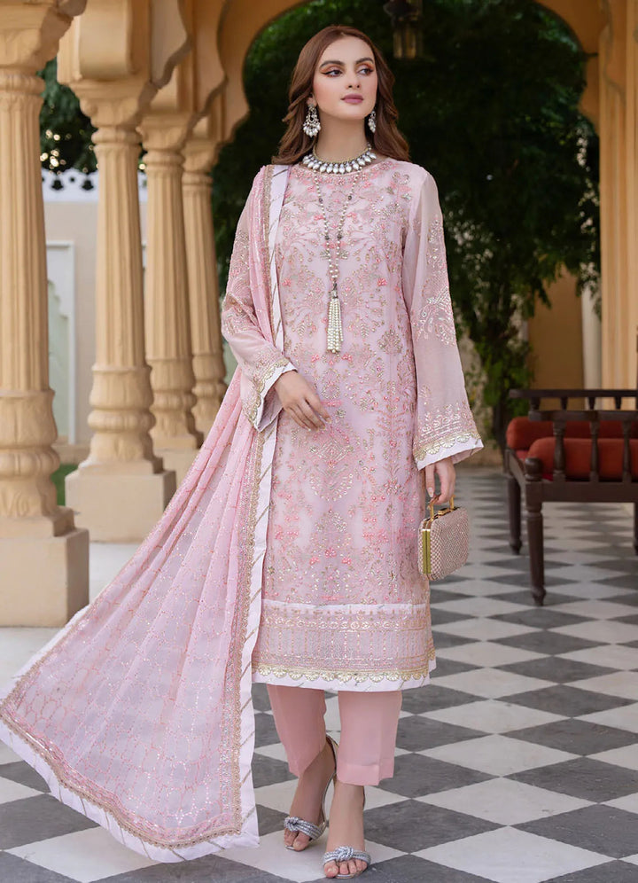 Lallaria By Noorma Kaamal Embroidered  Chiffon Suit Unstitched 4 Piece NK24LC NK-LLC-16 - Summer Collection