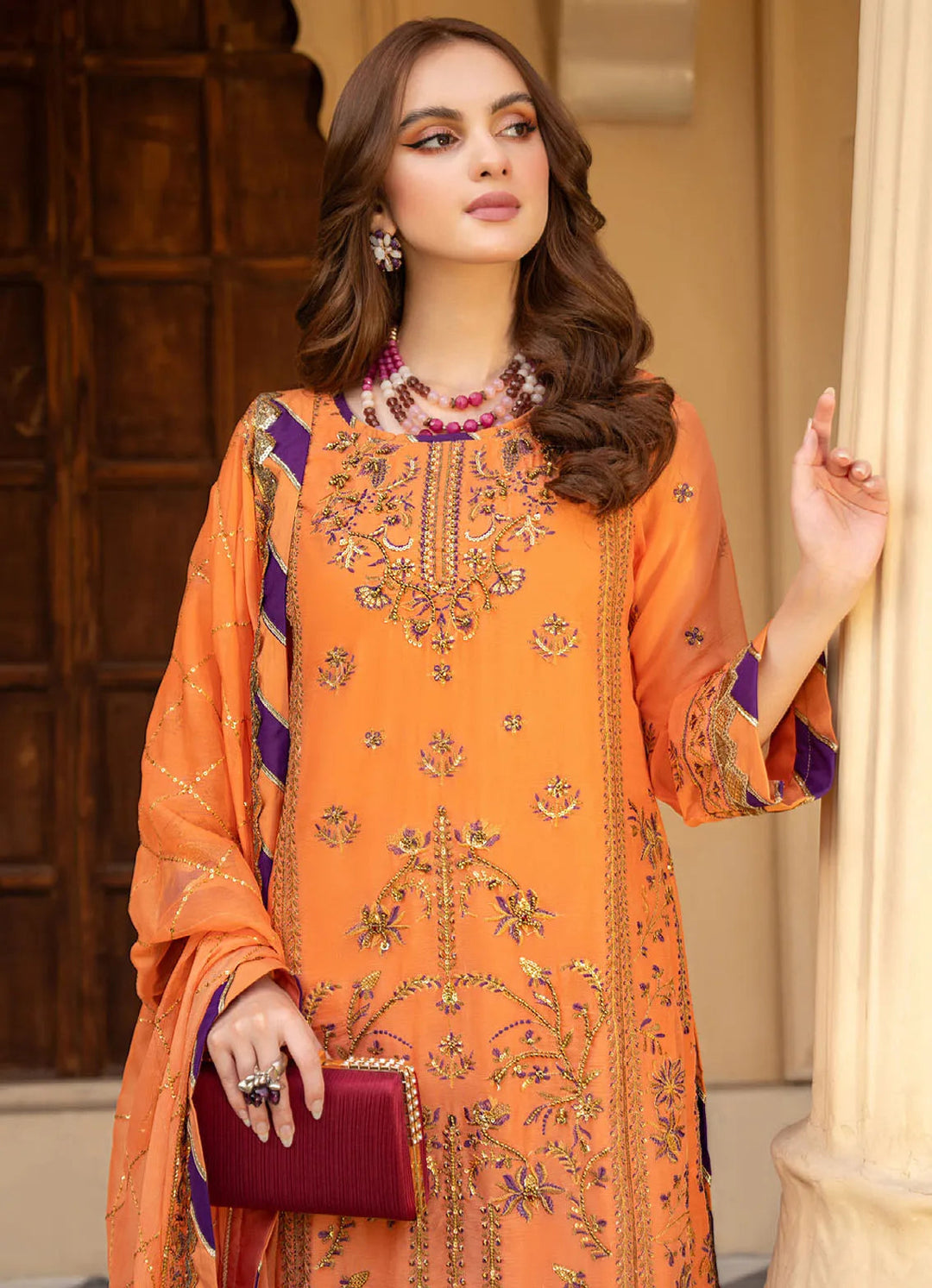 Lallaria By Noorma Kaamal Embroidered  Chiffon Suit Unstitched 4 Piece NK24LC NK-LLC-17 - Summer Collection