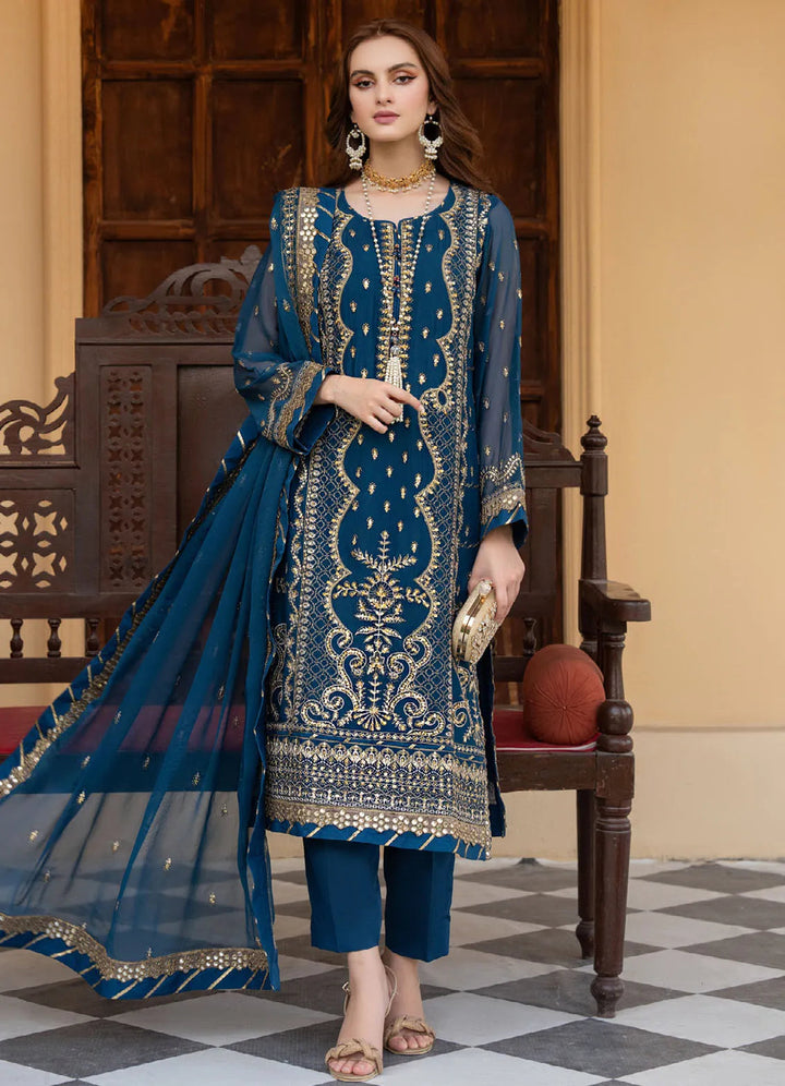 Lallaria By Noorma Kaamal Embroidered  Chiffon Suit Unstitched 4 Piece NK24LC NK-LLC-18 - Summer Collection