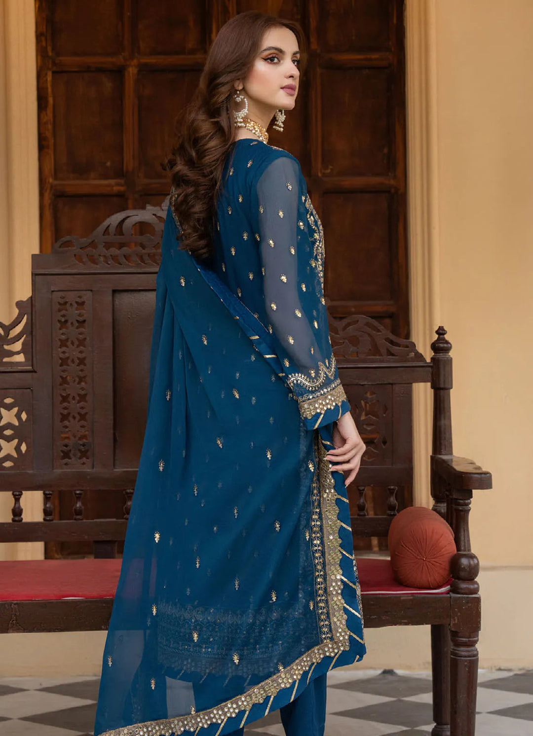 Lallaria By Noorma Kaamal Embroidered  Chiffon Suit Unstitched 4 Piece NK24LC NK-LLC-18 - Summer Collection