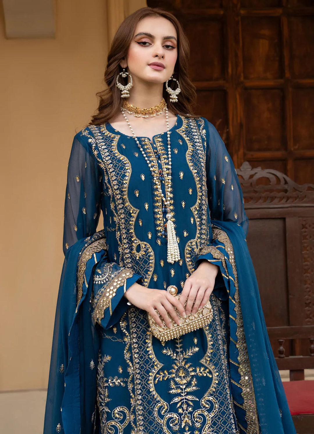 Lallaria By Noorma Kaamal Embroidered  Chiffon Suit Unstitched 4 Piece NK24LC NK-LLC-18 - Summer Collection