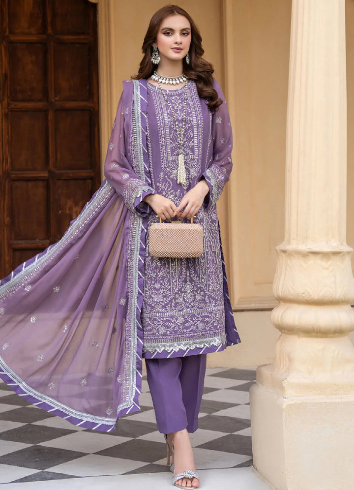 Lallaria By Noorma Kaamal Embroidered  Chiffon Suit Unstitched 4 Piece NK24LC NK-LLC-19 - Summer Collection