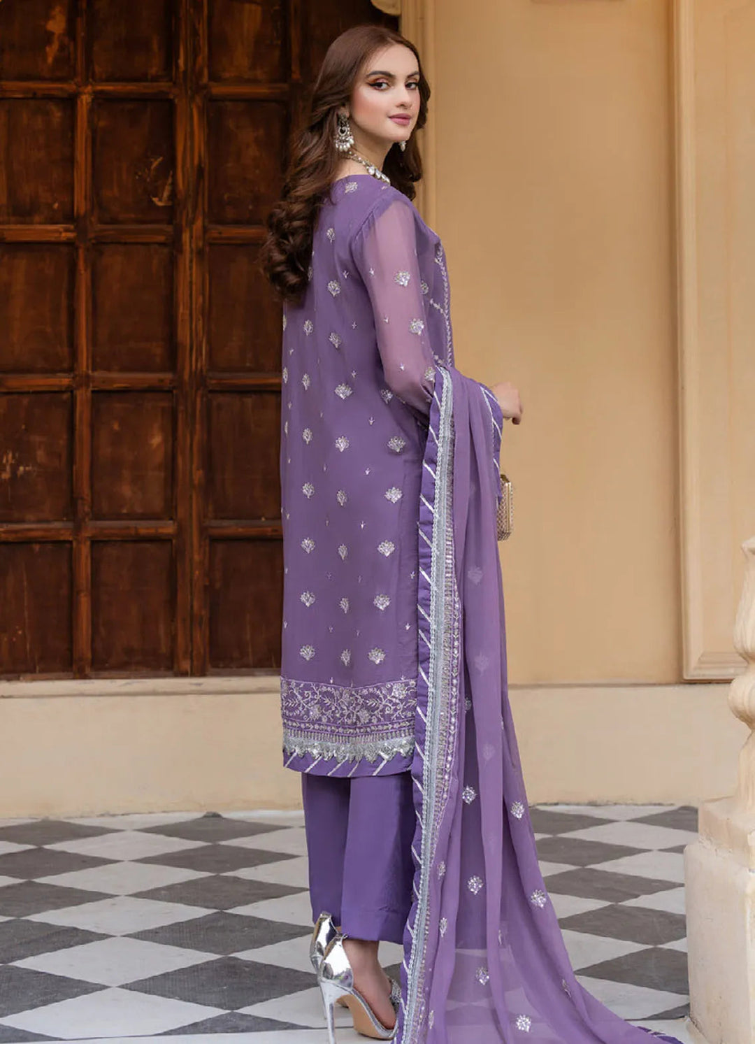 Lallaria By Noorma Kaamal Embroidered  Chiffon Suit Unstitched 4 Piece NK24LC NK-LLC-19 - Summer Collection