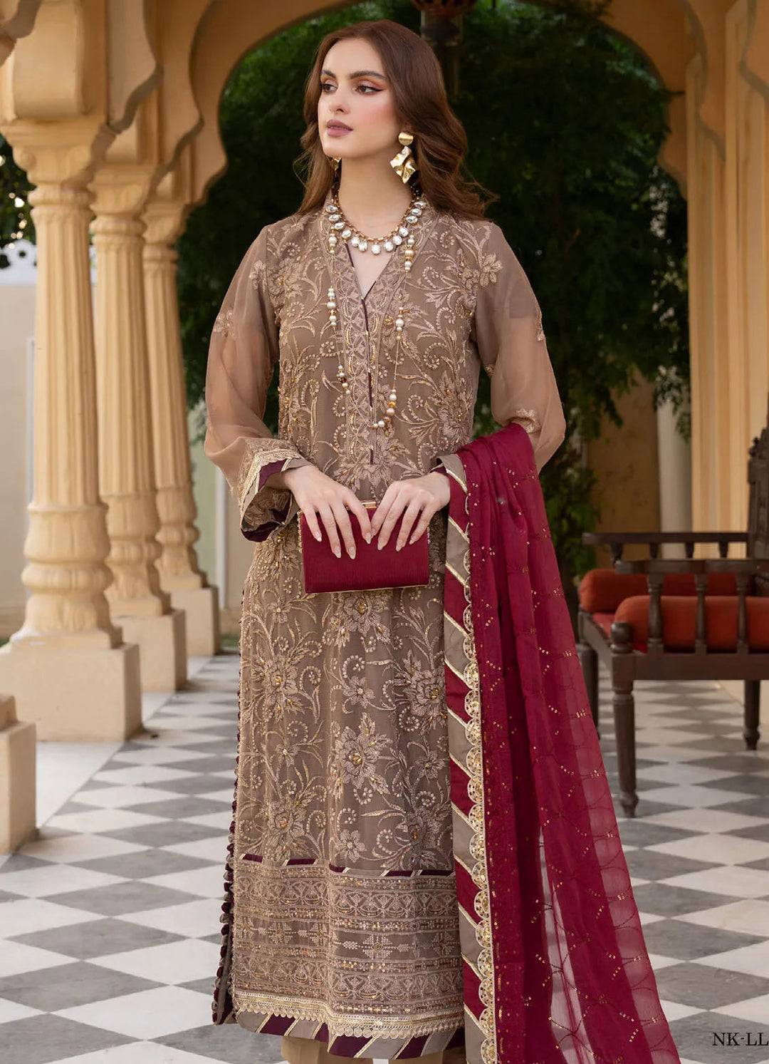 Lallaria By Noorma Kaamal Embroidered  Chiffon Suit Unstitched 4 Piece NK24LC NK-LLC-20 - Summer Collection