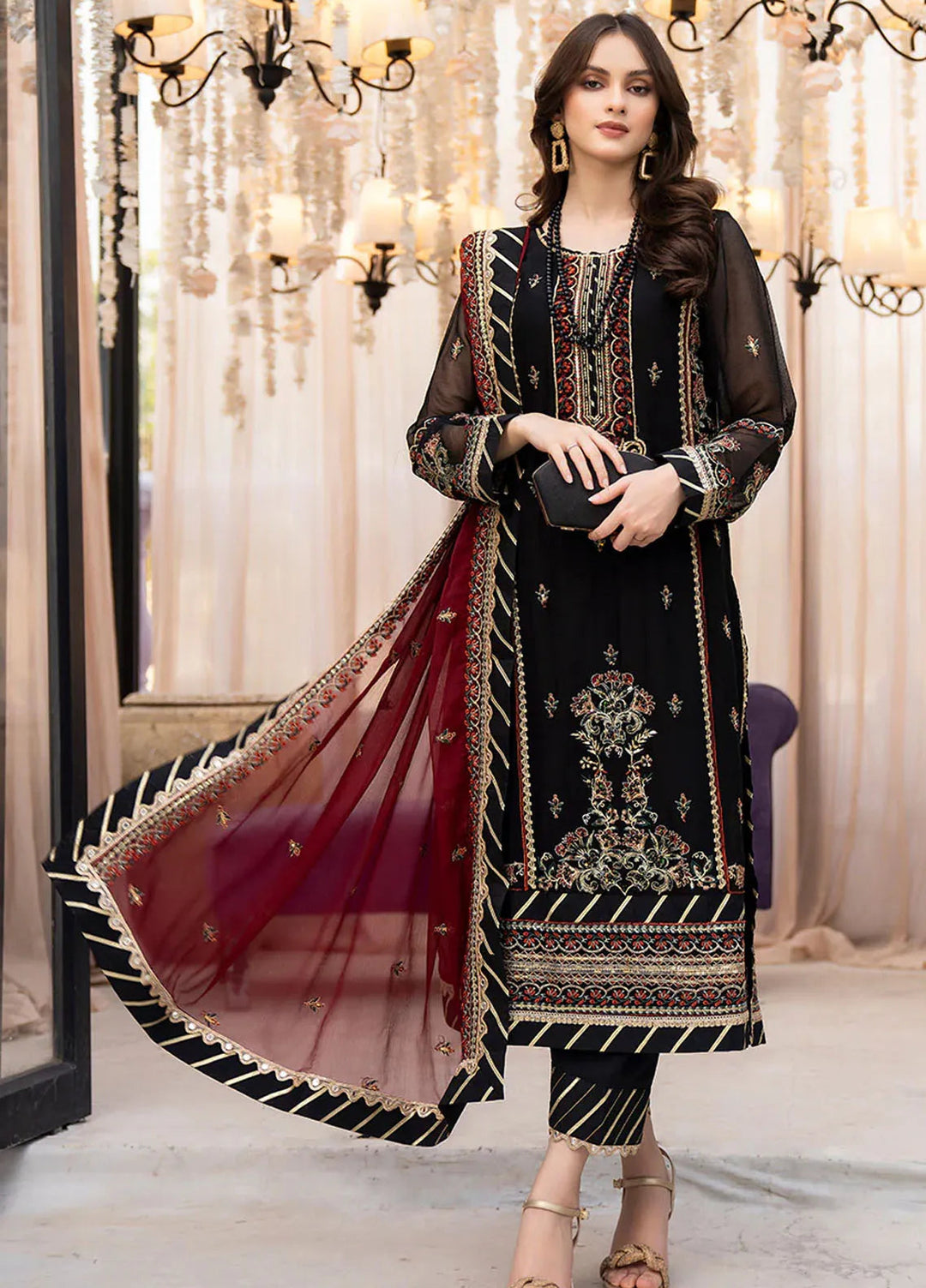 Lallaria By Noorma Kaamal Embroidered Chiffon Unstitched Suits 3 Piece NK23L NK-LLC-04 - Luxury Collection