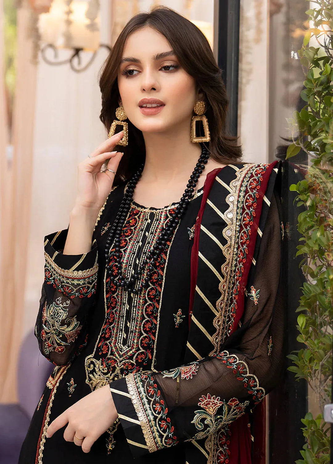 Lallaria By Noorma Kaamal Embroidered Chiffon Unstitched Suits 3 Piece NK23L NK-LLC-04 - Luxury Collection