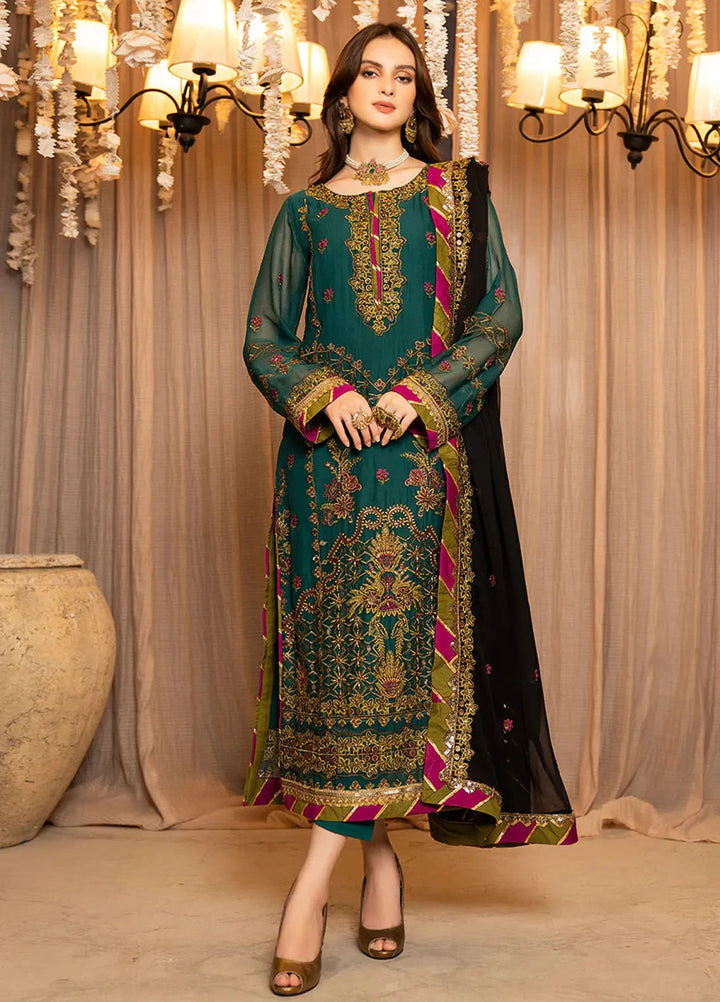 Lallaria By Noorma Kaamal Embroidered Chiffon Unstitched Suits 3 Piece NK23L NK-LLC-08 - Luxury Collection