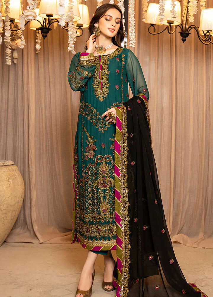 Lallaria By Noorma Kaamal Embroidered Chiffon Unstitched Suits 3 Piece NK23L NK-LLC-08 - Luxury Collection