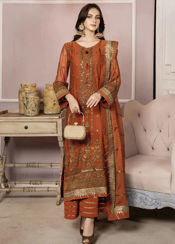 Lallaria By Noorma Kaamal Embroidered Chiffon Unstitched Suits 3 Piece NK23L NK-LLC-10 - Luxury Collection