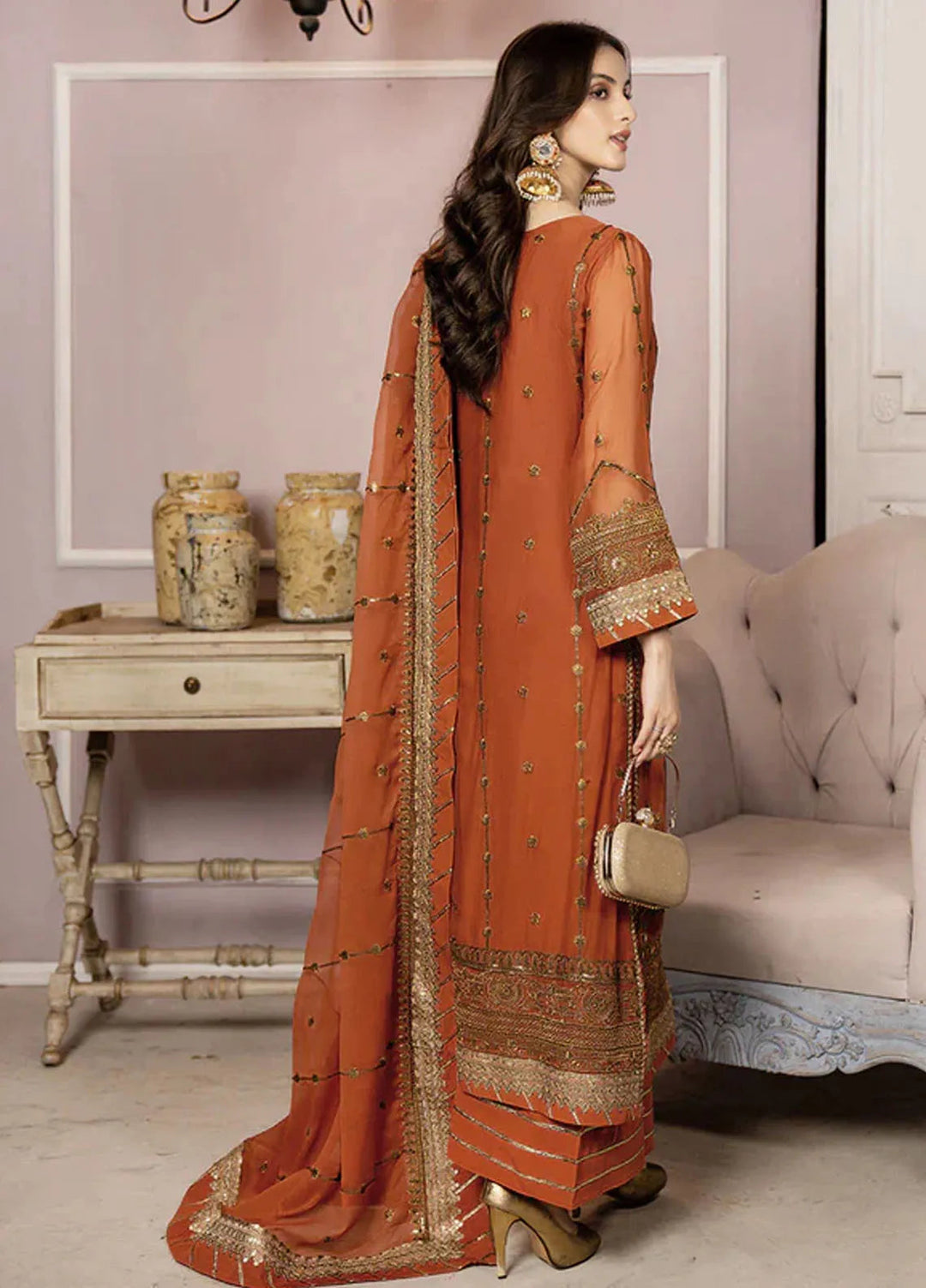 Lallaria By Noorma Kaamal Embroidered Chiffon Unstitched Suits 3 Piece NK23L NK-LLC-10 - Luxury Collection