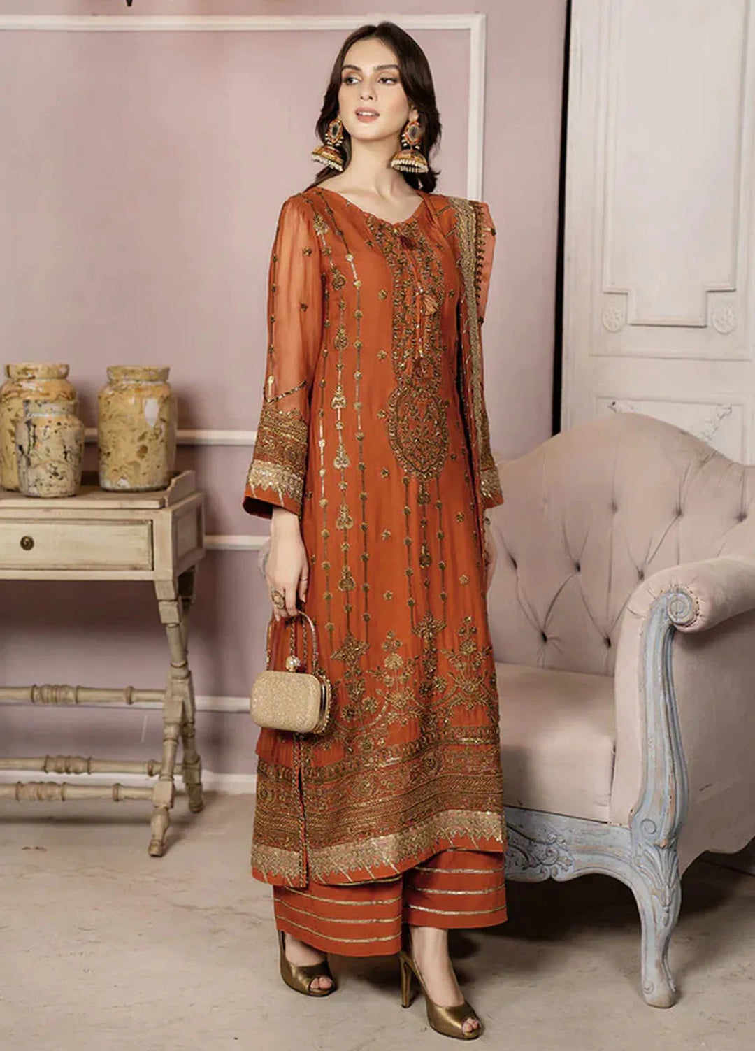 Lallaria By Noorma Kaamal Embroidered Chiffon Unstitched Suits 3 Piece NK23L NK-LLC-10 - Luxury Collection