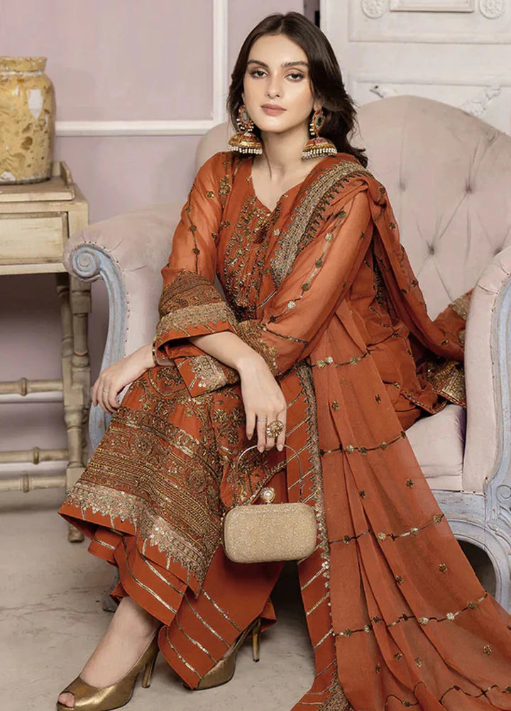 Lallaria By Noorma Kaamal Embroidered Chiffon Unstitched Suits 3 Piece NK23L NK-LLC-10 - Luxury Collection