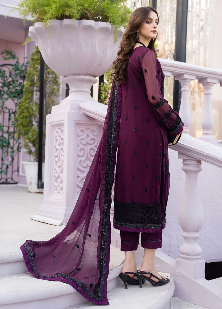 Lallaria By Noorma Kaamal Embroidered Chiffon Suits Unstitched 3 Piece NK23L NK-LLC-01 - Luxury Collection
