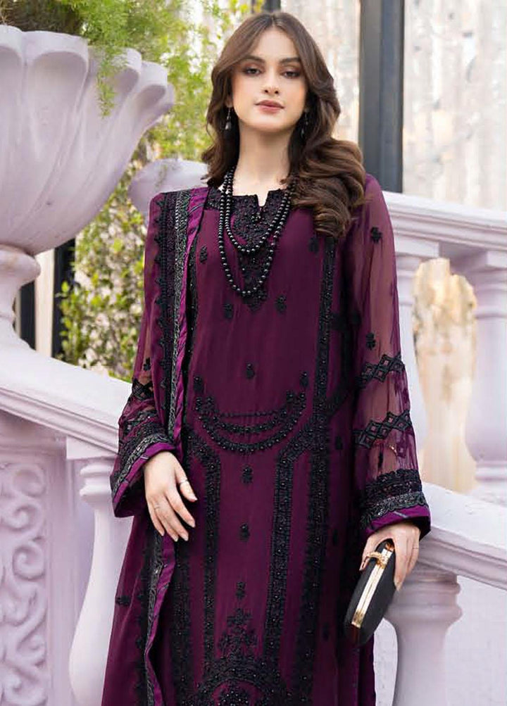 Lallaria By Noorma Kaamal Embroidered Chiffon Suits Unstitched 3 Piece NK23L NK-LLC-01 - Luxury Collection