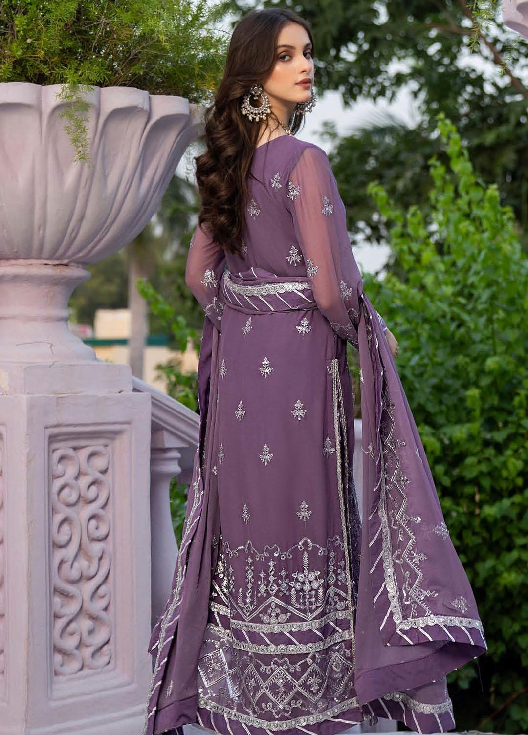 Lallaria By Noorma Kaamal Embroidered Chiffon Suits Unstitched 3 Piece NK23L NK-LLC-02 - Luxury Collection