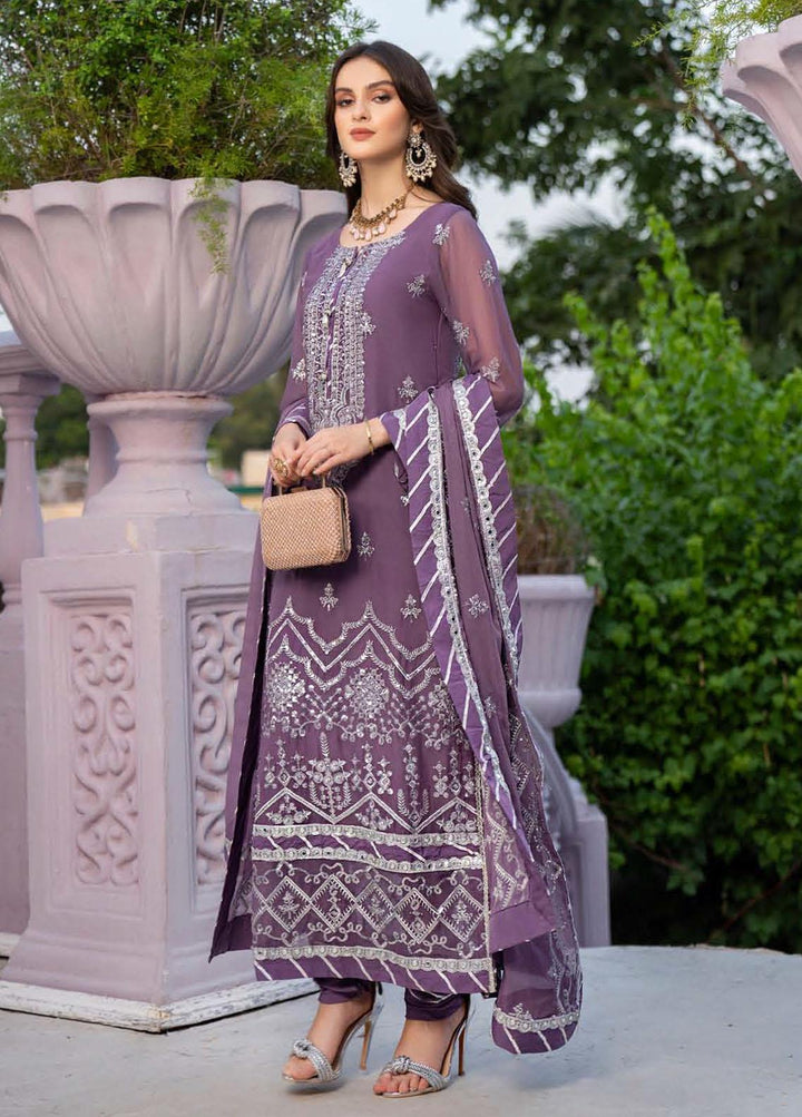 Lallaria By Noorma Kaamal Embroidered Chiffon Suits Unstitched 3 Piece NK23L NK-LLC-02 - Luxury Collection