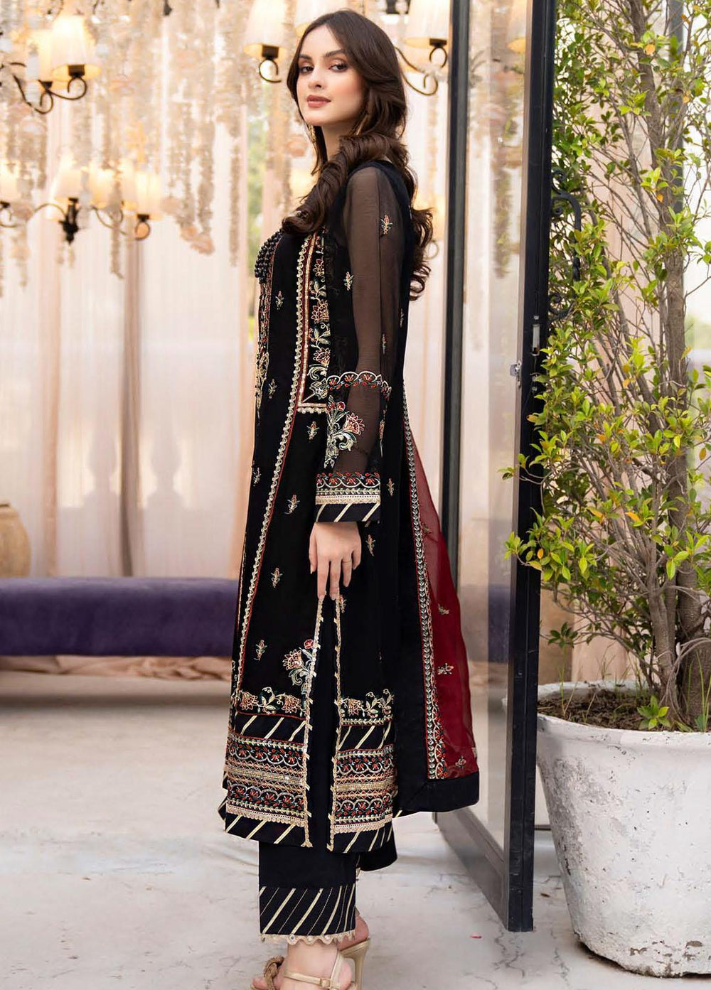 Lallaria By Noorma Kaamal Embroidered Chiffon Suits Unstitched 3 Piece NK23L NK-LLC-04 - Luxury Collection