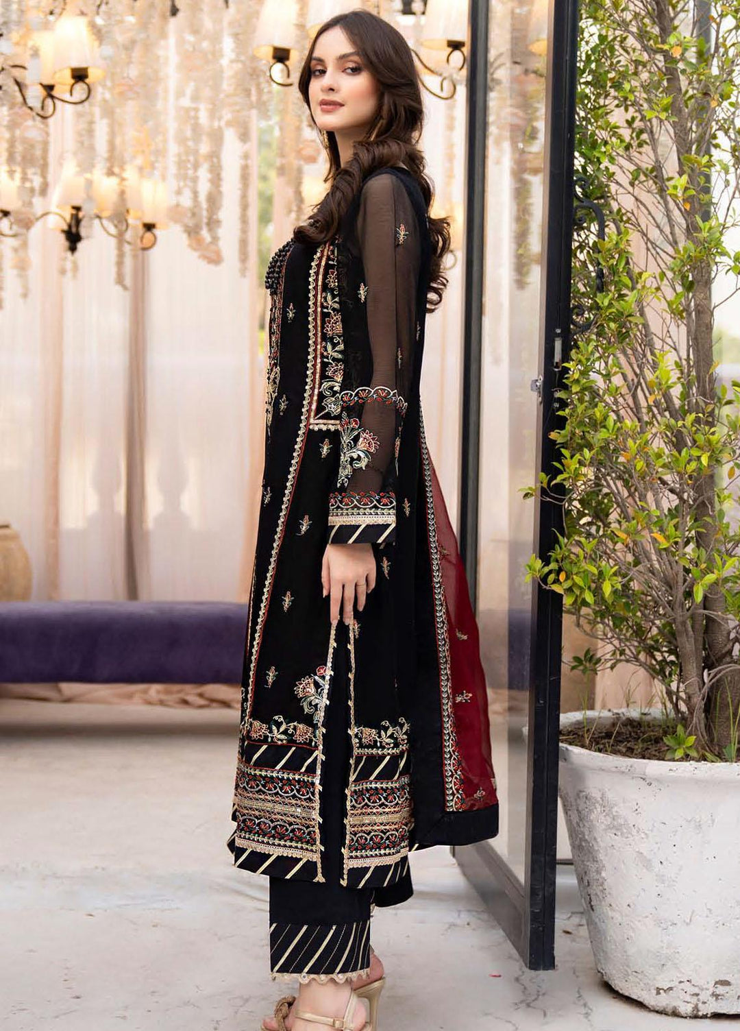 Lallaria By Noorma Kaamal Embroidered Chiffon Suits Unstitched 3 Piece NK23L NK-LLC-04 - Luxury Collection