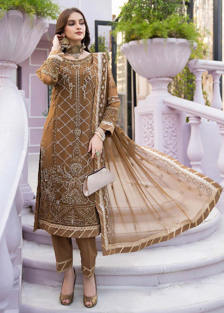 Lallaria By Noorma Kaamal Embroidered Chiffon Suits Unstitched 3 Piece NK23L NK-LLC-05 - Luxury Collection