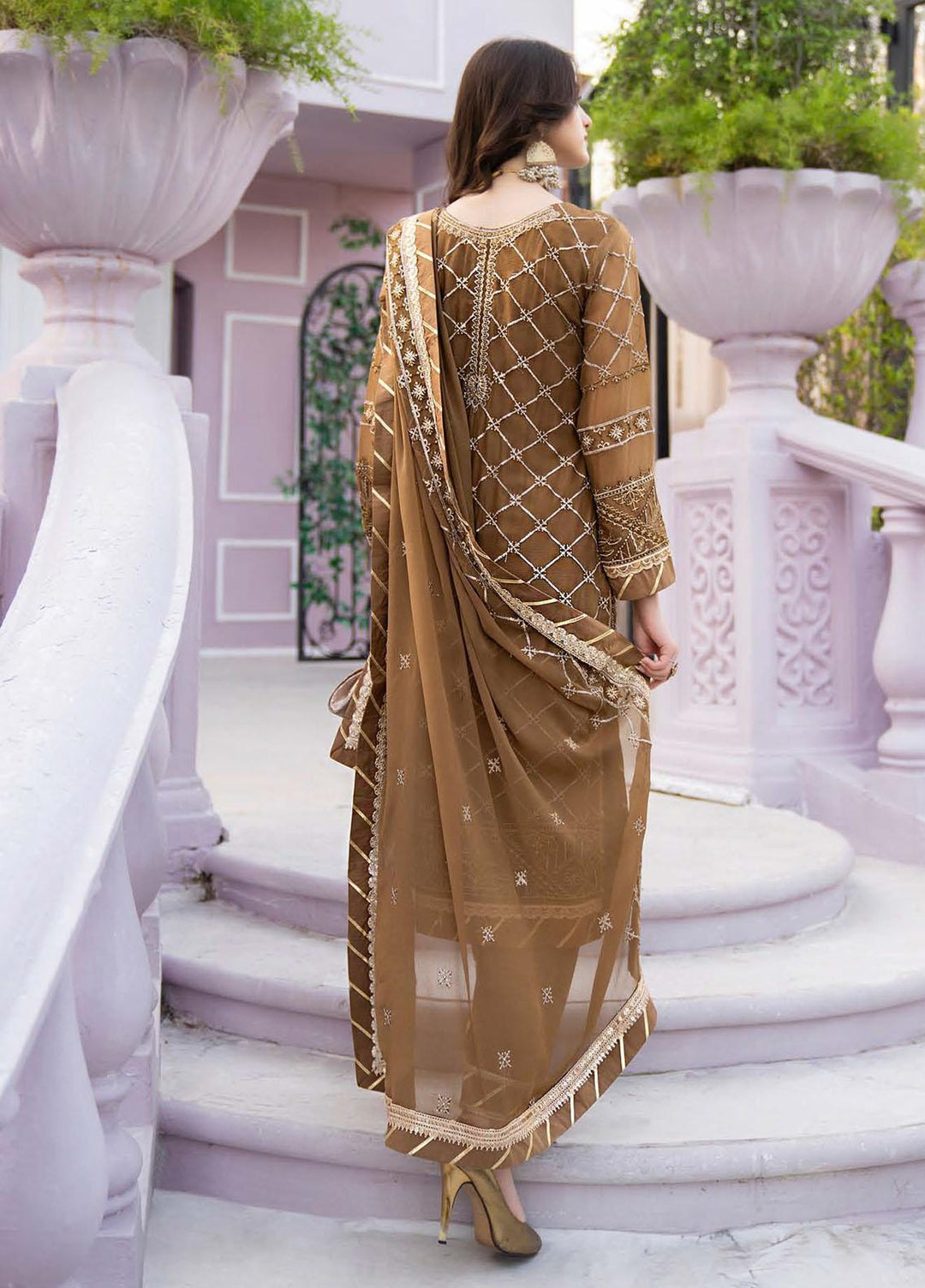 Lallaria By Noorma Kaamal Embroidered Chiffon Suits Unstitched 3 Piece NK23L NK-LLC-05 - Luxury Collection