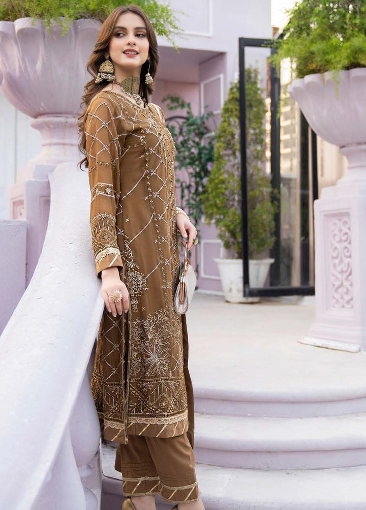 Lallaria By Noorma Kaamal Embroidered Chiffon Suits Unstitched 3 Piece NK23L NK-LLC-05 - Luxury Collection