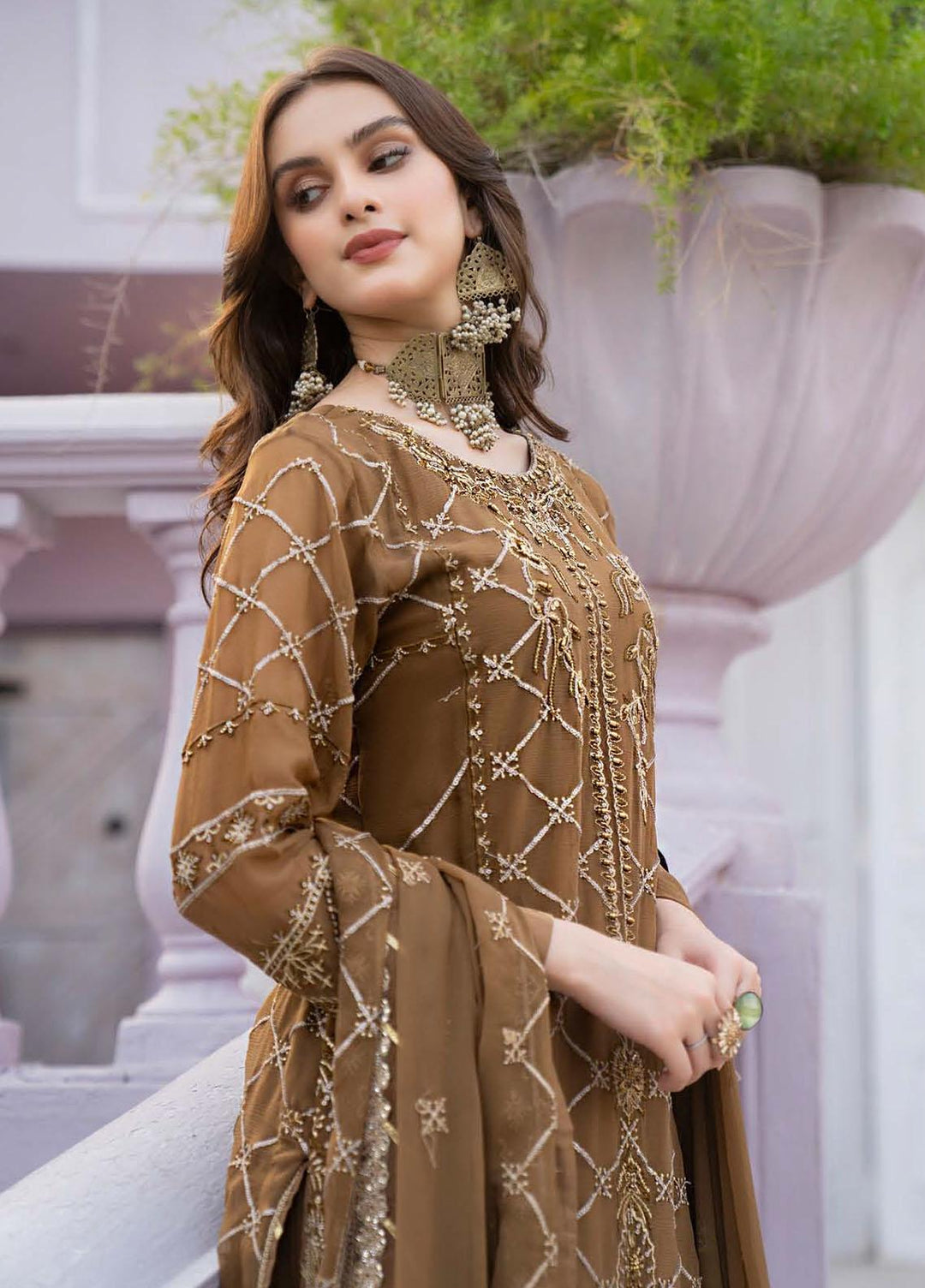 Lallaria By Noorma Kaamal Embroidered Chiffon Suits Unstitched 3 Piece NK23L NK-LLC-05 - Luxury Collection