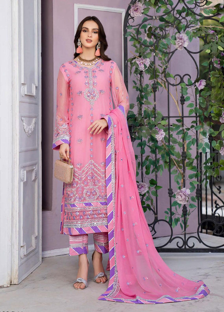Lallaria By Noorma Kaamal Embroidered Chiffon Suits Unstitched 3 Piece NK23L NK-LLC-06 - Luxury Collection